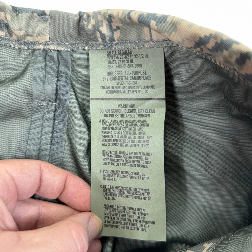 USAF APECS Gore-Tex Tiger‎ Stripe Camo Trousers Small Regular Valley Apparel